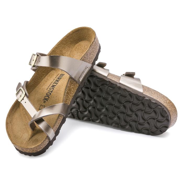 mayari birkenstock metallic taupe