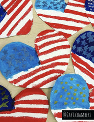 paper hearts with American flag