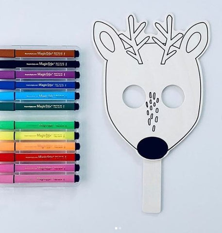 magic stix markers and reindeer mask 