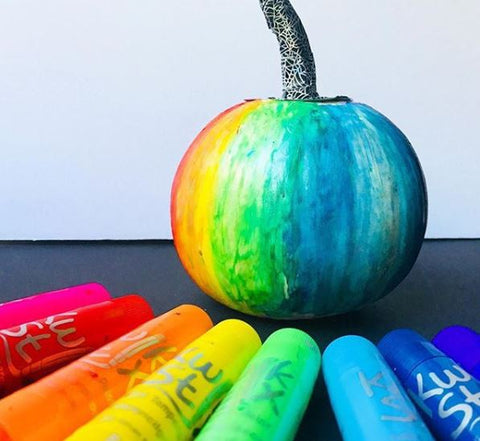 rainbow painted pumpkin