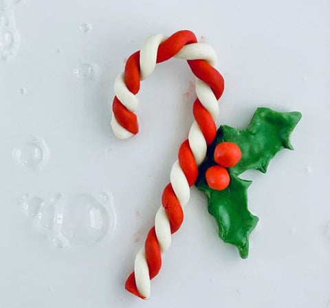 candy cane made from clay 