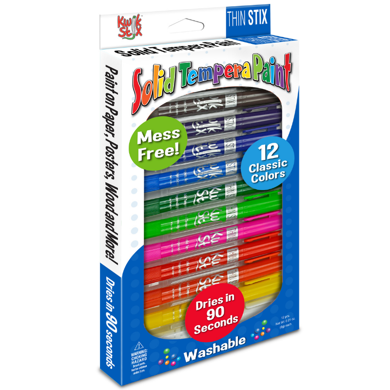 Colorations® Tempera Paint Sticks, Set of 12 Classic Colors