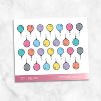 Balloon Party Icons Tiny Sheet Planner Stickers