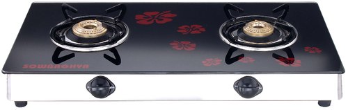 Sowbaghya 2 Burner GTS01 Glass Top Gas Stove get best offers deals free and coupons online at buythevalue.in