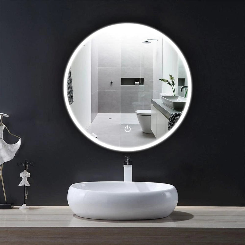 22 Inch Round LED Lighted Bathroom Vanity Mirror w/ Dimmer & Defogger, On/Off Touch Switch with CCT Remembrance Get Best LED Lights