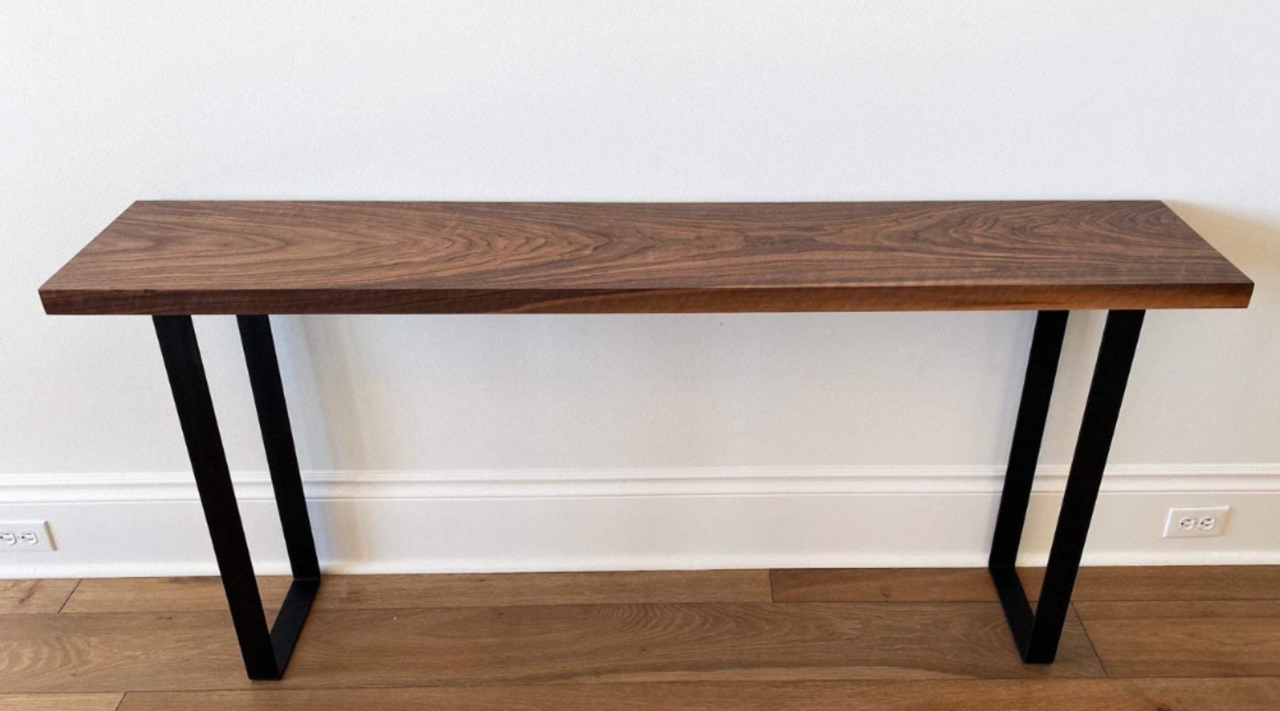 narrow walnut console table