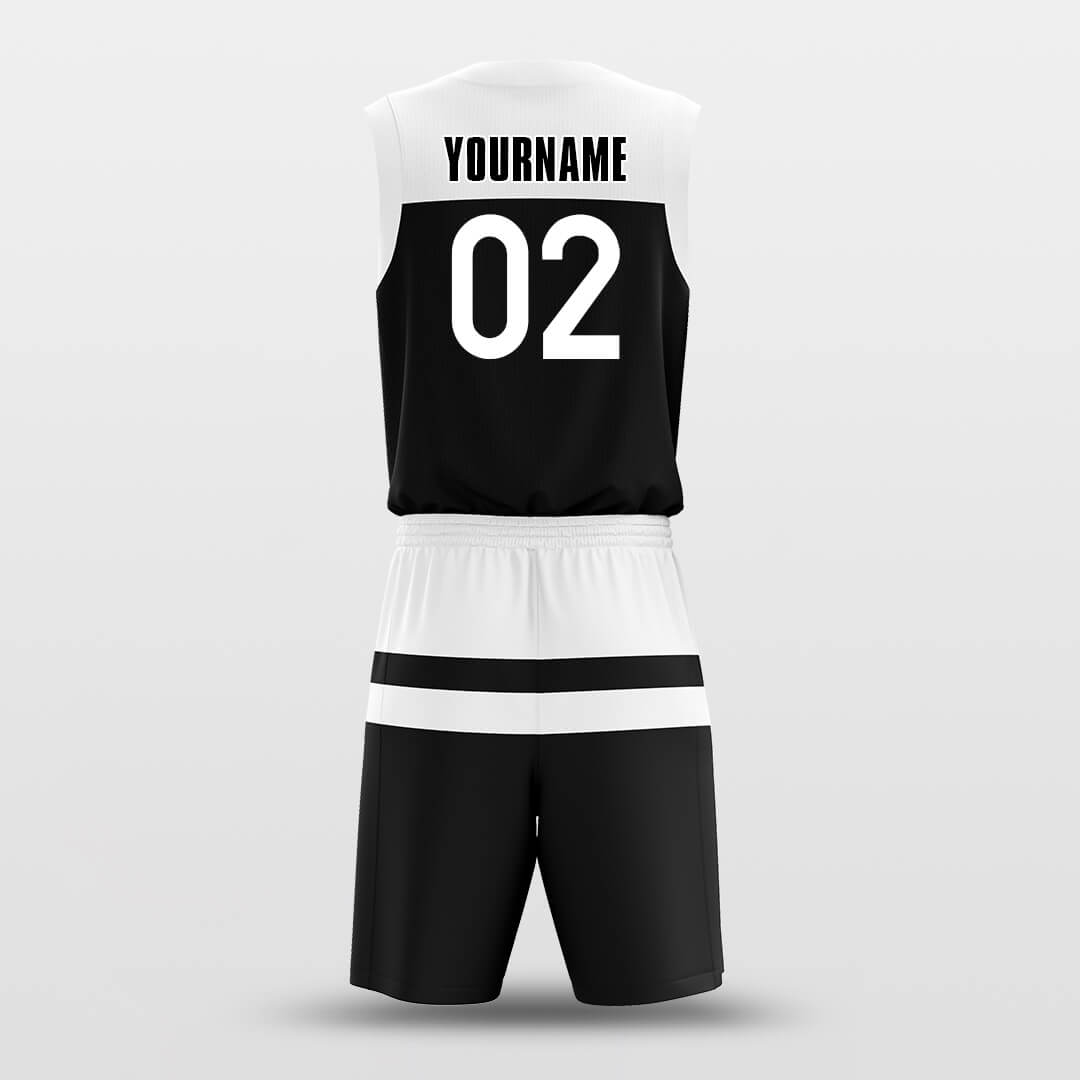 Parallel White Black - Customized Basketball Jersey Set Design