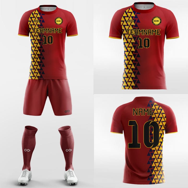 Red Geometry-Custom Soccer Jerseys Kit Sublimated Design