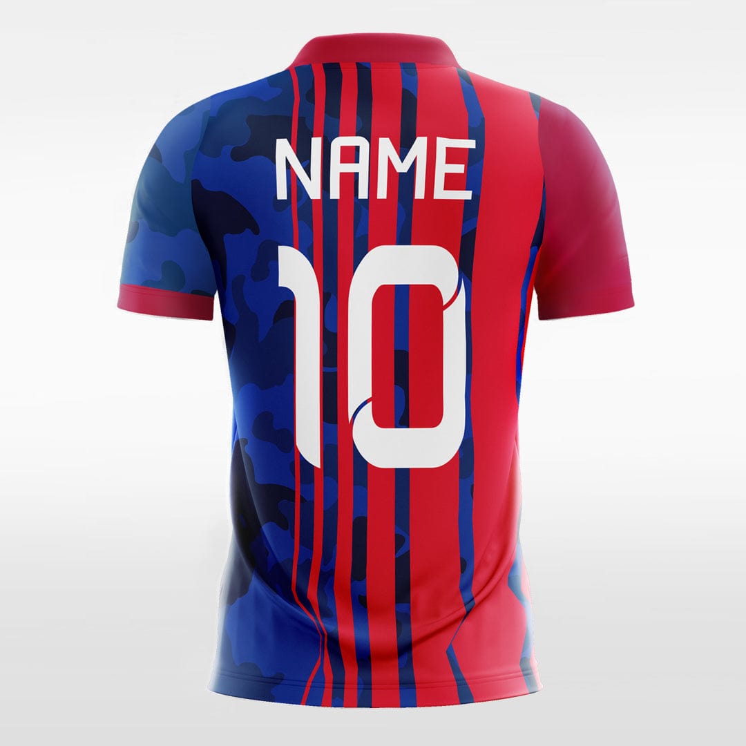 Blue and Red Stripe - Kids Custom Soccer Jerseys Design Camo