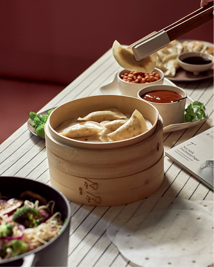 7 Bamboo Steamer Set, Base & Lid Bamboo