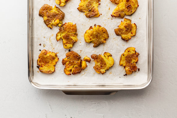 Smashed potatoes sheet pan