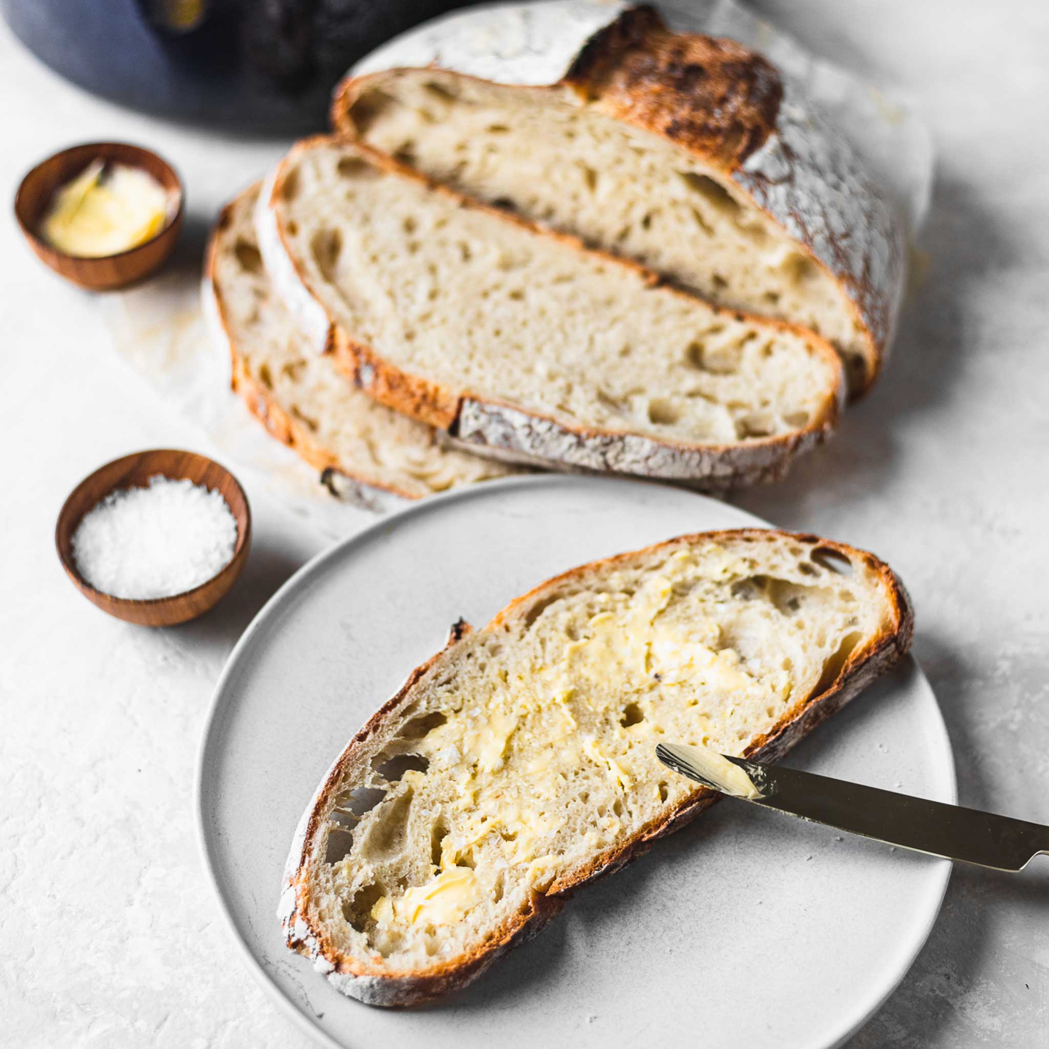 Freshly baked bread with butter