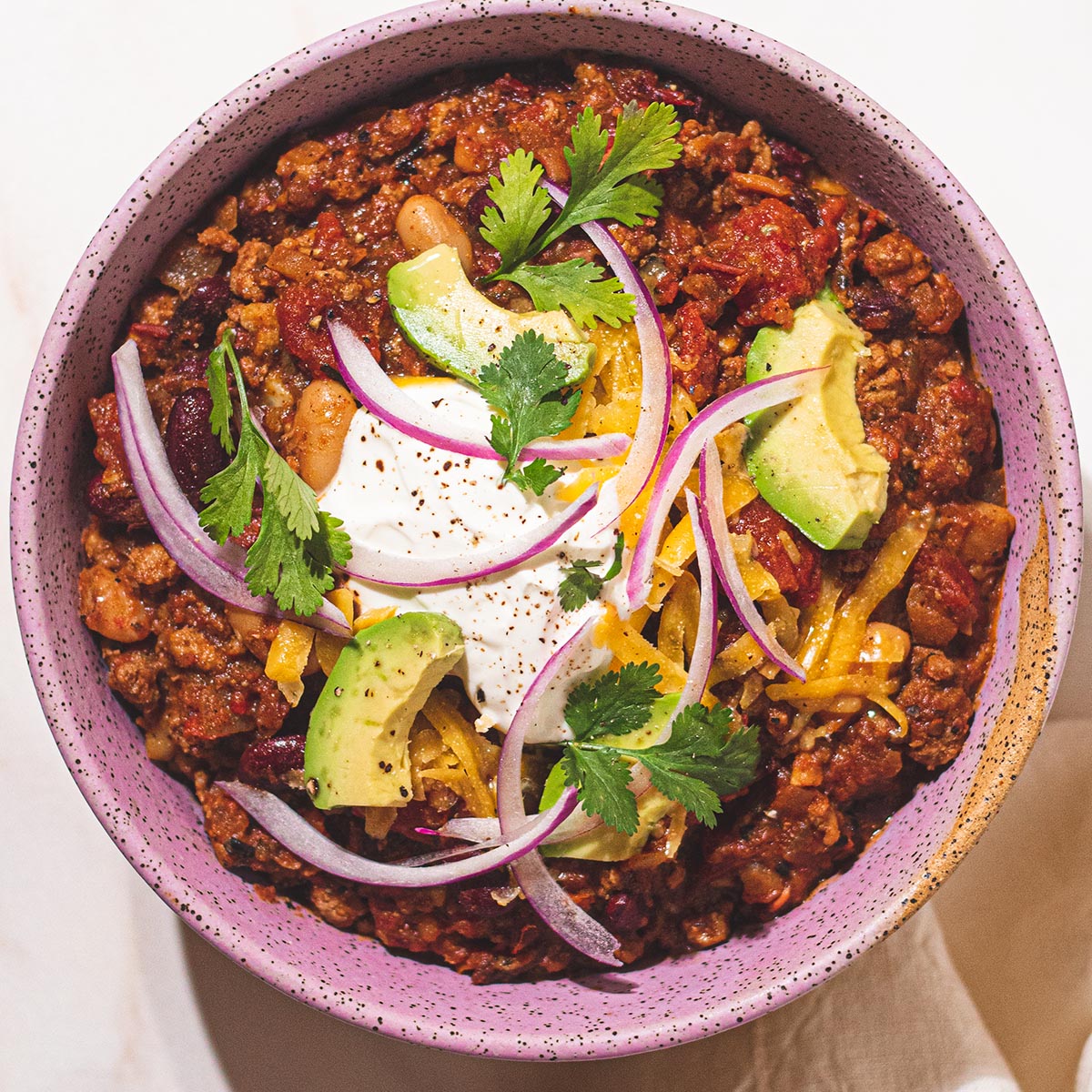 Chile con carne in a bowl