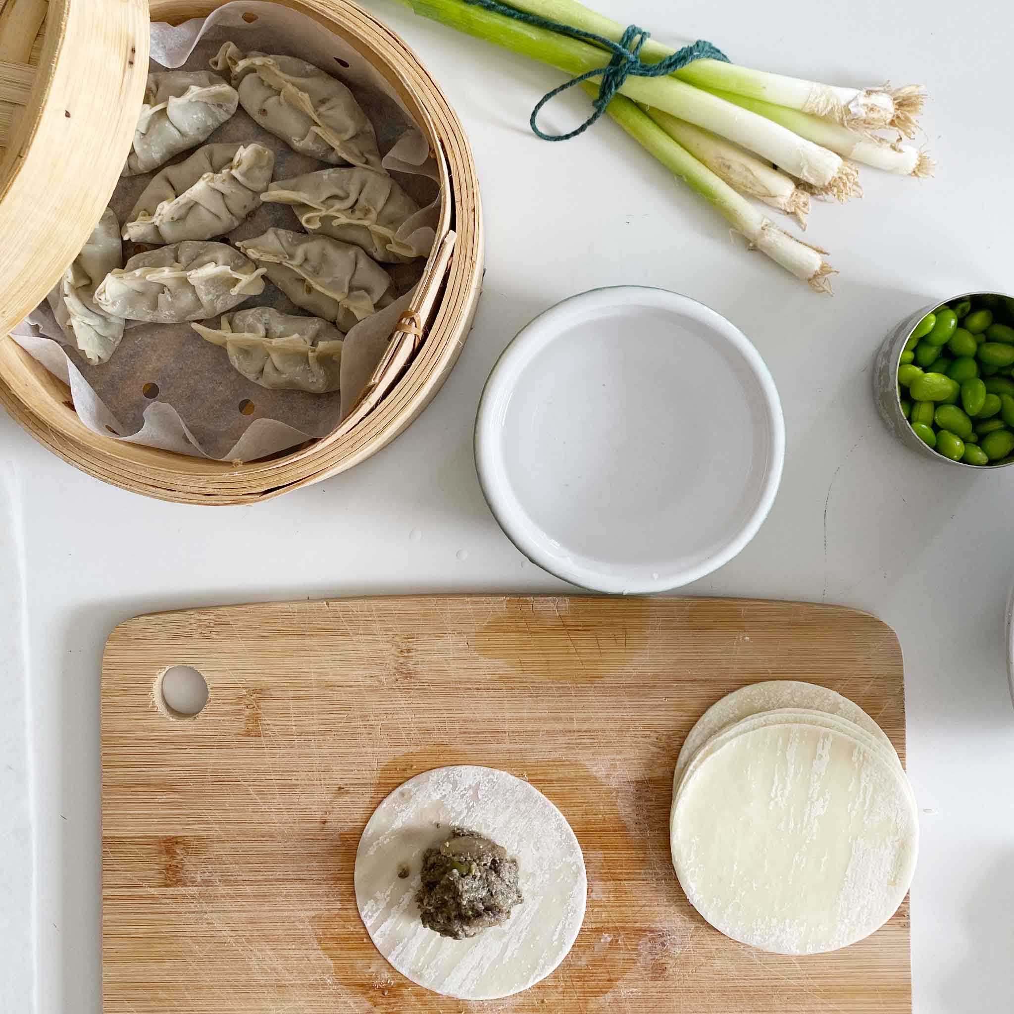 Edamame and mushroom dumpling recipe