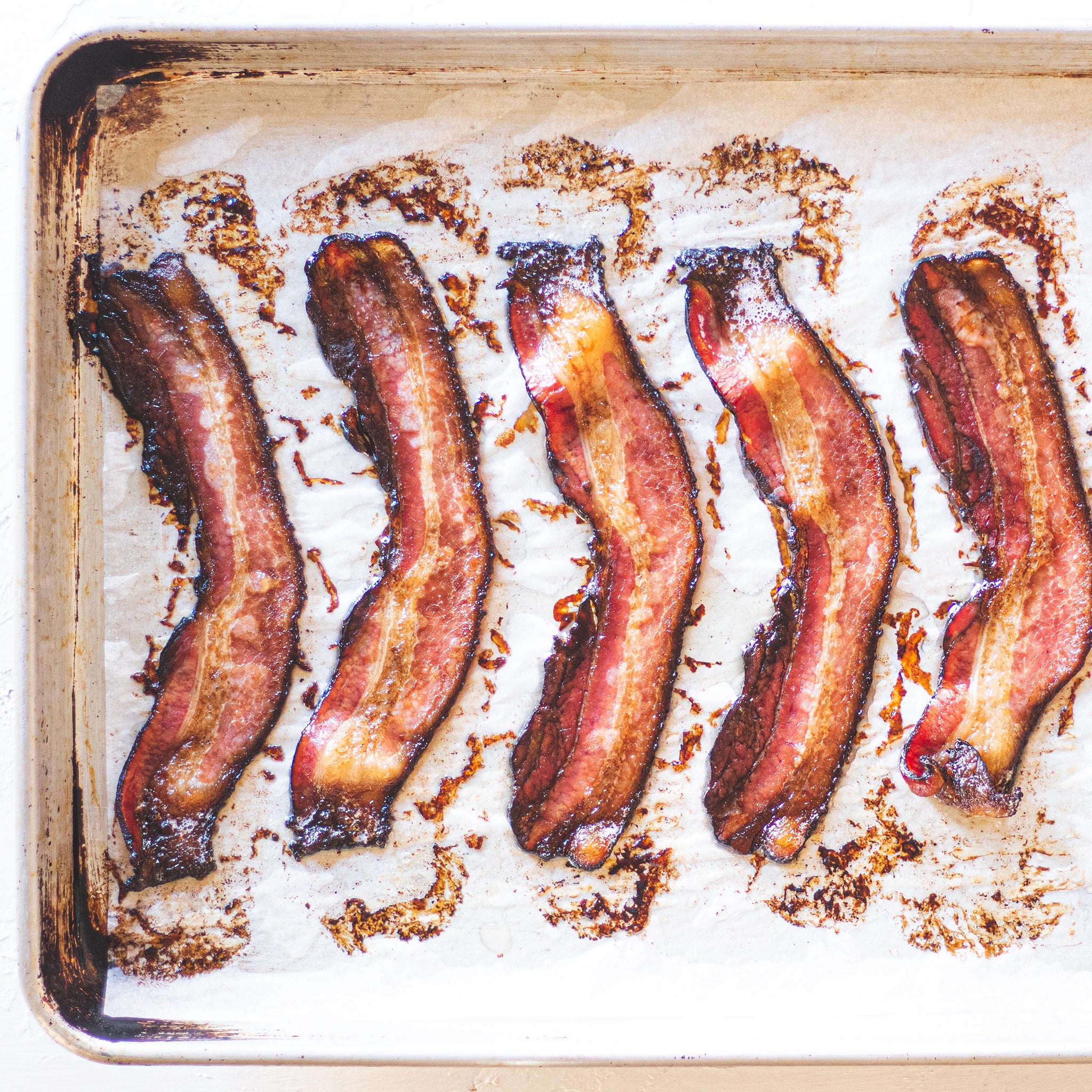 crispy streaky bacon on sheet pan