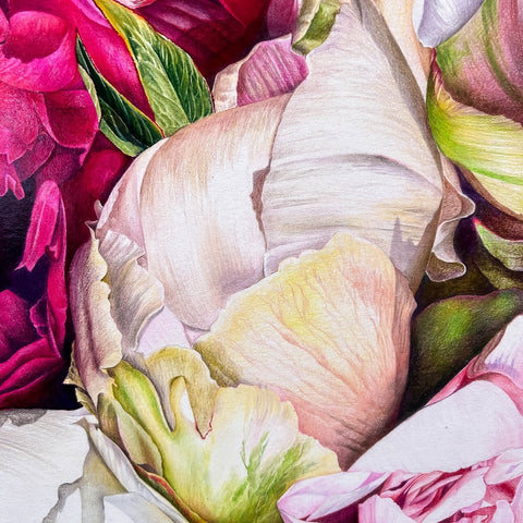 Close-up of the peony petals, illustrating the texture