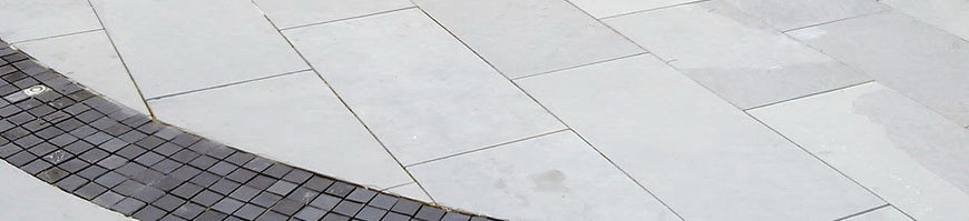 Grey slate paving