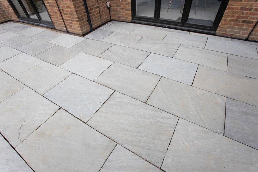 Kandla Grey Sandstone Paving Slabs Light Grey 900x600 22mm 28 99 M2 Stone Paving Direct