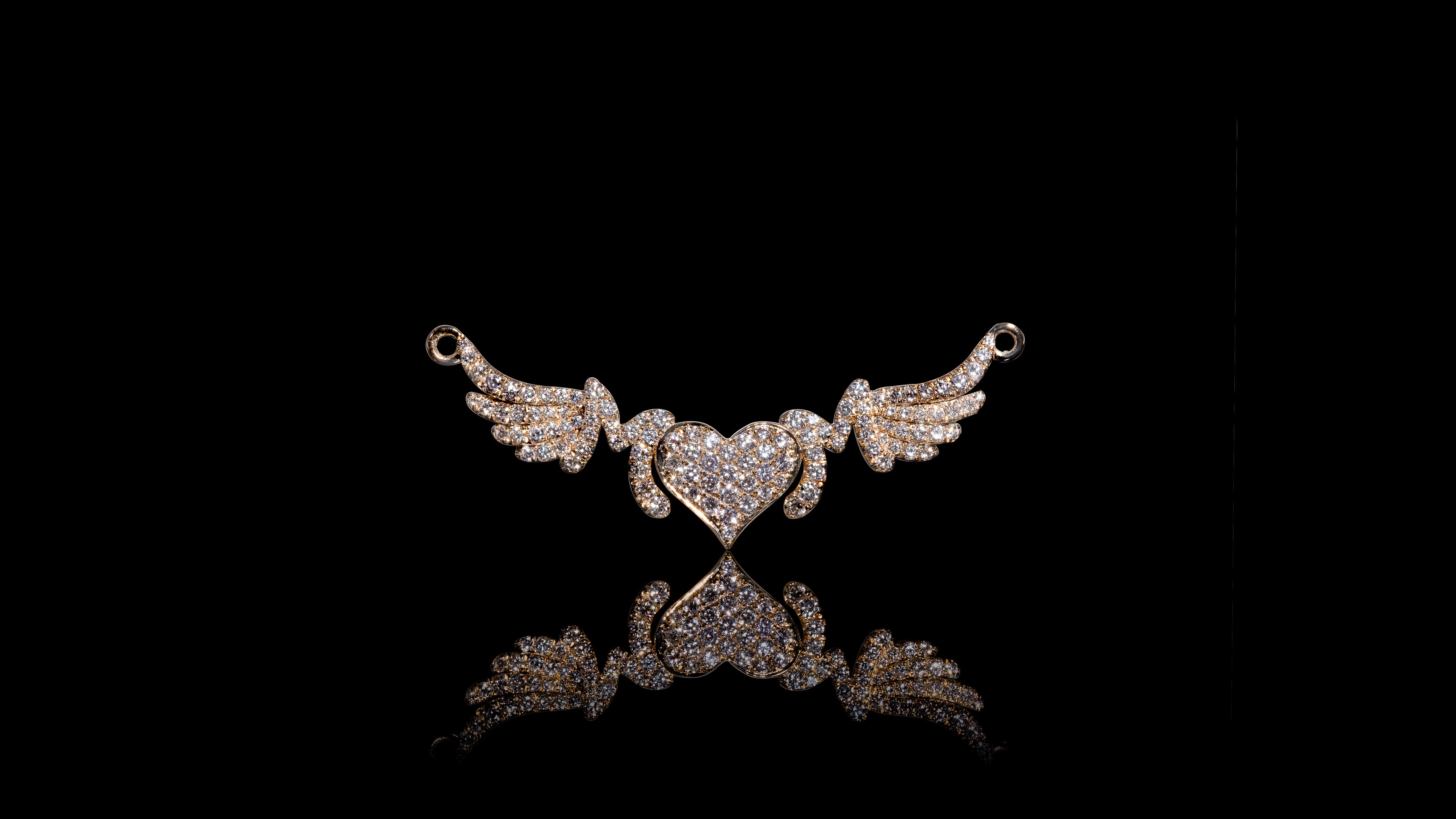 18K Yellow Gold Diamond Flying Love Mom Heart Pendant - Kilani Jewellery  Inc. | Kilani Custom Design & Trading Inc.