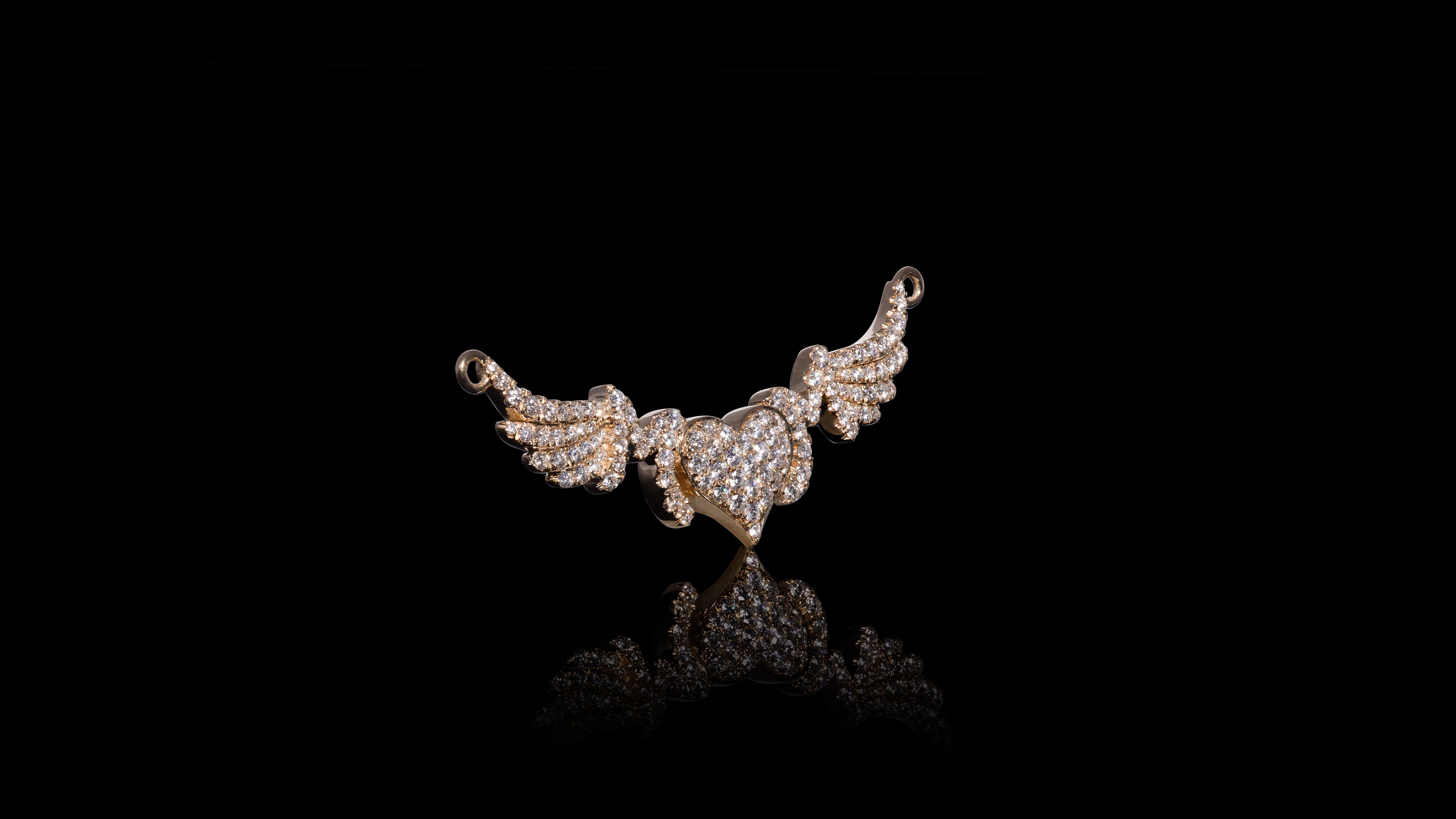 18K Yellow Gold Diamond Flying Love Mom Heart Pendant - Kilani Jewellery  Inc. | Kilani Custom Design & Trading Inc.