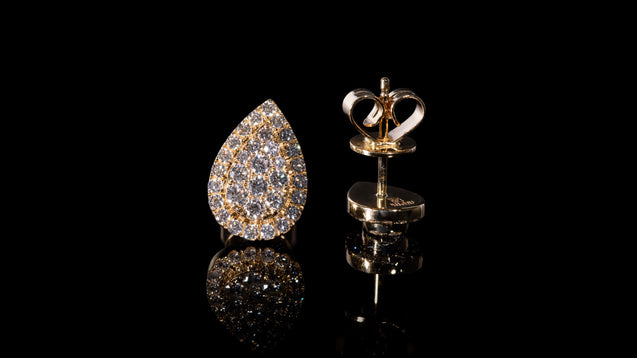 18K Yellow Gold Pear Diamond Earrings - Kilani Jewellery Inc. | Kilani  Custom Design & Trading Inc.