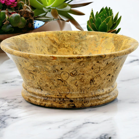 Fossil Stone 9 inch Fruit Bowl - Nature Home Decor