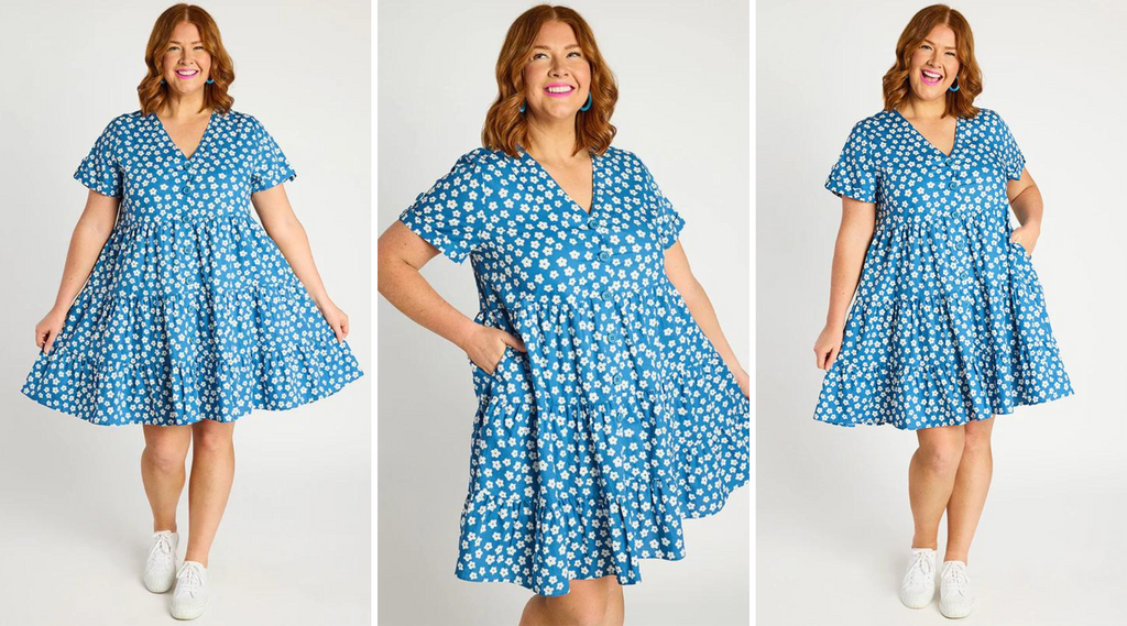 Popping Blue Sweet Daisy Dress