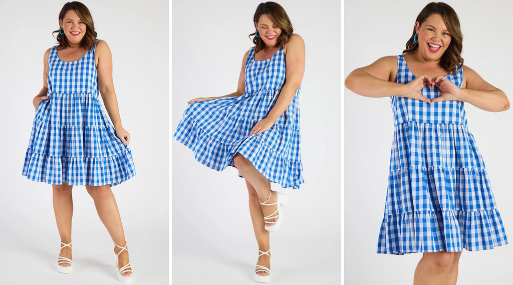 Dorothy Gingham Cobalt Dress