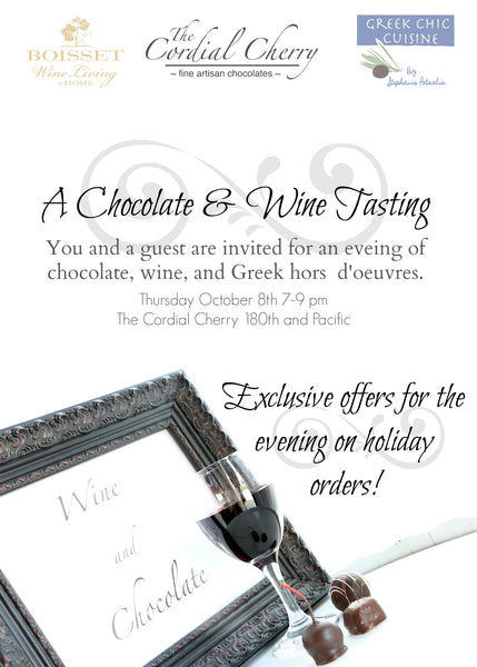 Chocolate wine tasting The Cordial Cherry chocolate covered cherries Christmas corporate client best gift box delivery