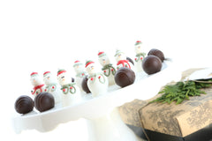 Chocolate covered cherry snowmen cordial cherries best Christmas gift box client gift truffles fudge The Cordial Cherry Melissa Stephens Omaha