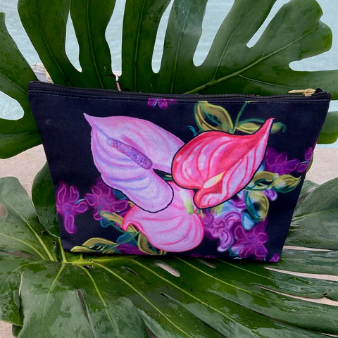 LIMITED EDITION T-Bottom Accessory Pouch Anthurium Orchid Splash