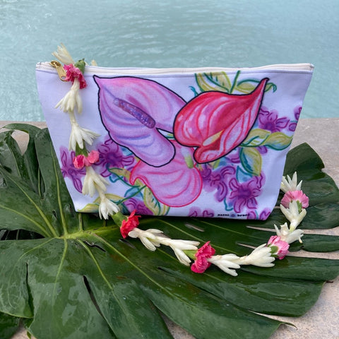 LIMITED EDITION T-Bottom Accessory Pouch Anthurium Orchid Splash