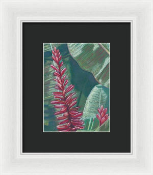 "Red Ginger" Tropical Red Flower in Hawaii Painting- Framed Print