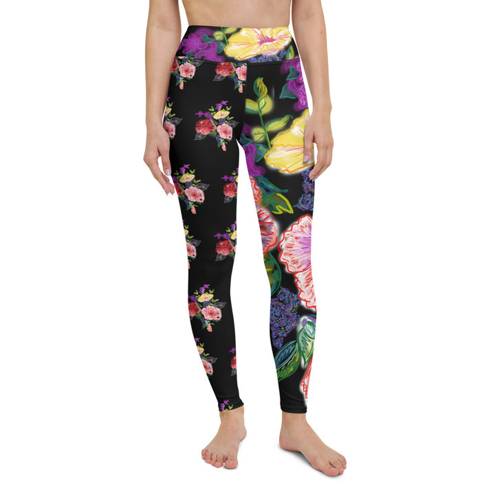 linqin Roses Birds Sex Yoga Pants for Women Activewear Compression
