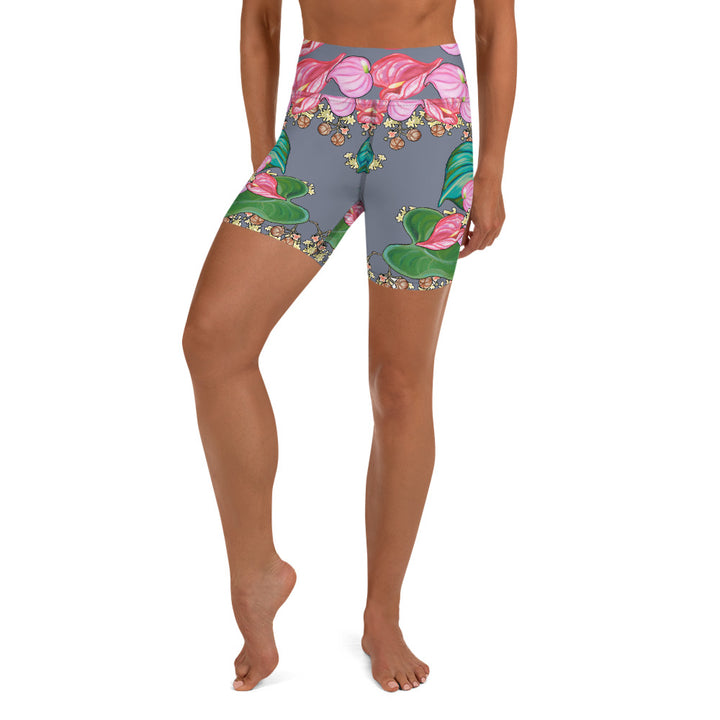 Women's Yoga Capri Pants: Colorful Tropical Flower, Bold