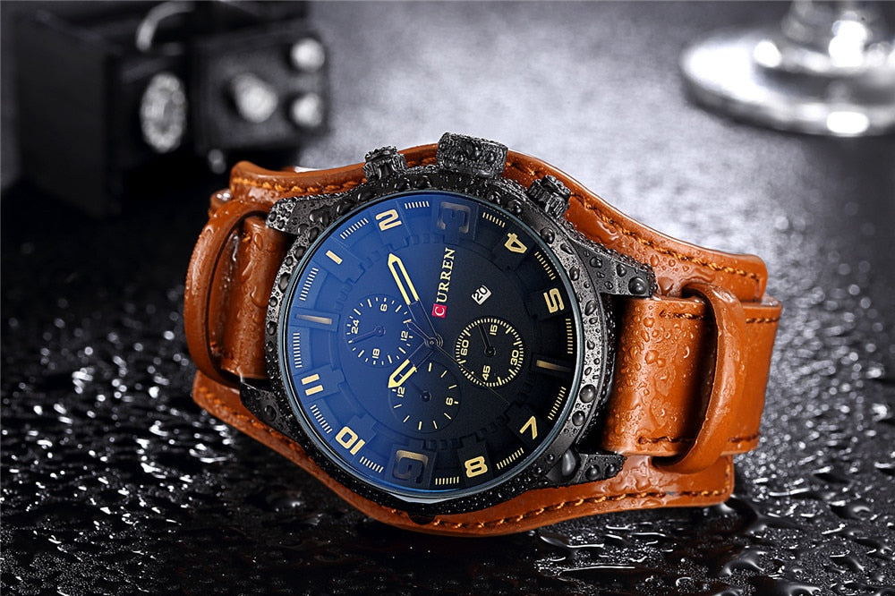 YSYH Casual Quartz Analog Military Sports Wristwatch Leather Strap Male Clock