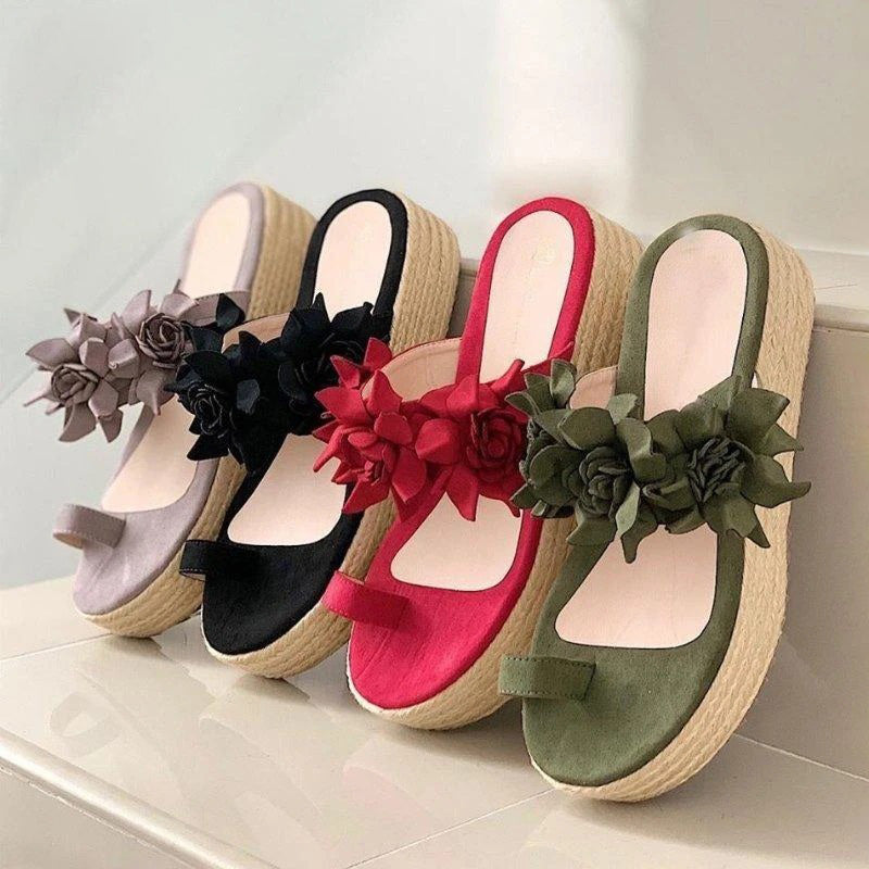 Women Casual Daily Flower Slip On Platform Sandals – buybuydays