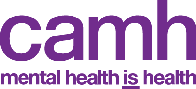 CAMH Logo. A wordmark reading "c a m h" with the tagline "mental health is health."