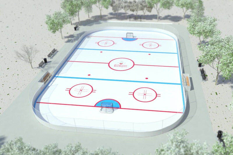 An aerial rendering of a Para Hockey Ice Rink.