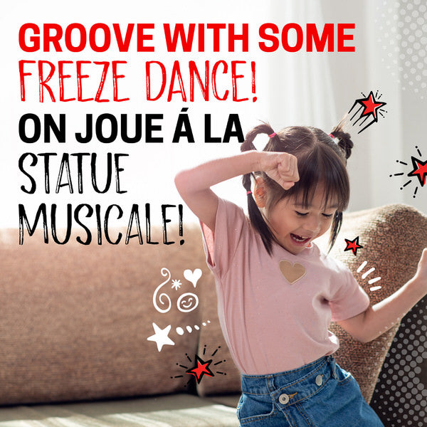 Groove with some Freeze Dance! A young girl dances in a living room. 