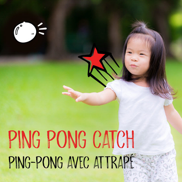 Ping Pong Catch. A young girl tosses a ping pong ball into the air.