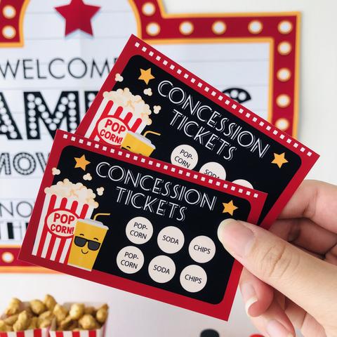 Movie Night Party Concession Card