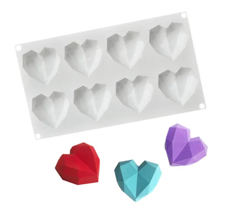 GEOMETRIC HEARTS 6ct Silicone Mold LBS -   Heart cakes, Heart cake pops,  Geometric heart