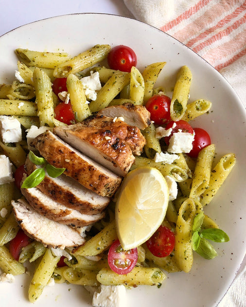 Crescent Foods Recipes | Herb Lemon Chicken over Pesto Pasta Salad