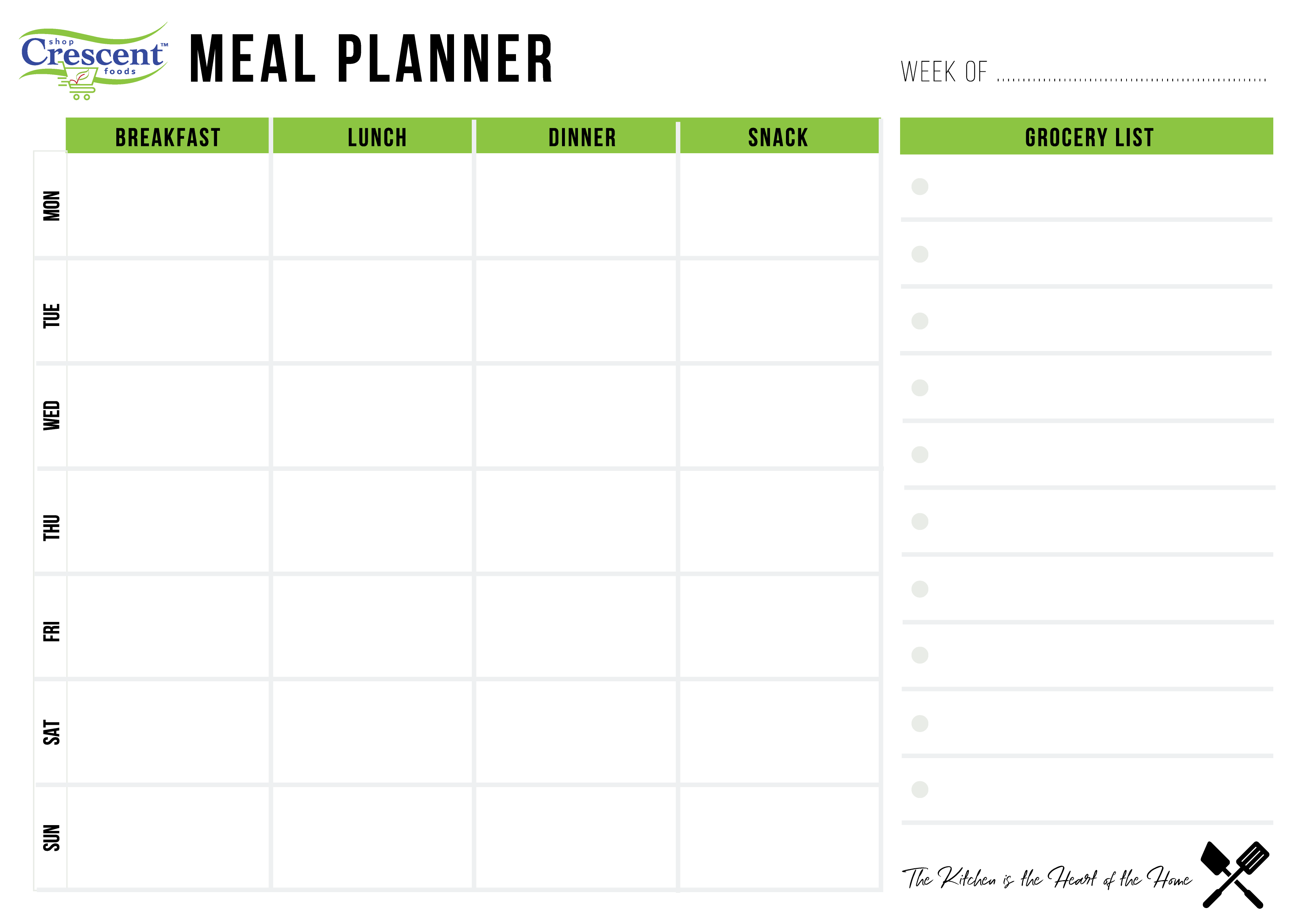 Crescent Foods Meal Plan Calendar | Home Meat Delivery