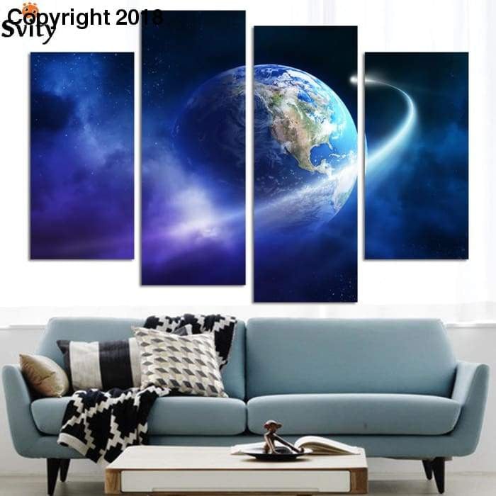 The Earth Map From The Space Canvas Painting Modern Hd Large Painting On Canvas Wall Art Gift For Jupiter Future