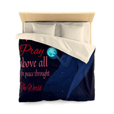 Microfiber Duvet Cover We Pray Above All For Peace The Divine