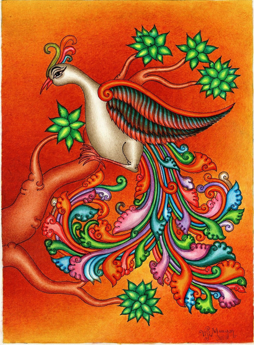 Kerala Mural Swan Art Handmade South India Nature Bird Ethnic Miniatur ...