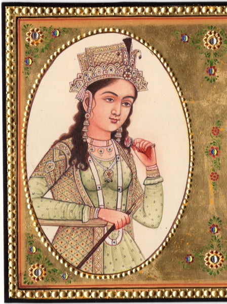 Emperor Shah Jahan Empress Mumtaz Mahal Rare Mughal Miniature Art Roya