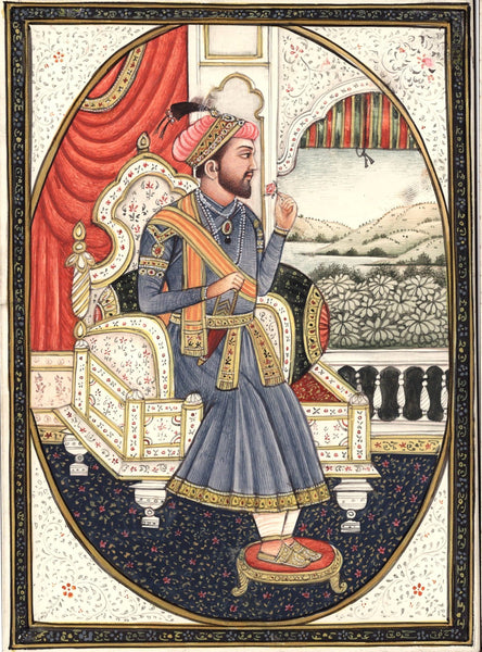 Mughal Miniature Painting Emperor Shah Jahan Empress Mumtaz Mahal Rare â€“  ArtnIndia